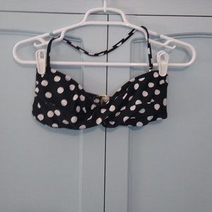 Bandeau Black & White Polka Dot Bikini Top